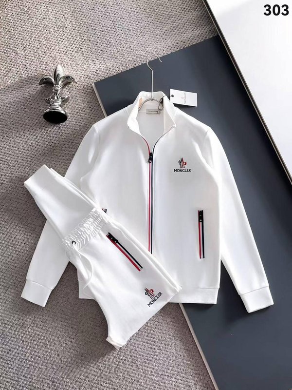 Moncler Tricolor Zip-Up Sportswear Tracksuit - Alpine White